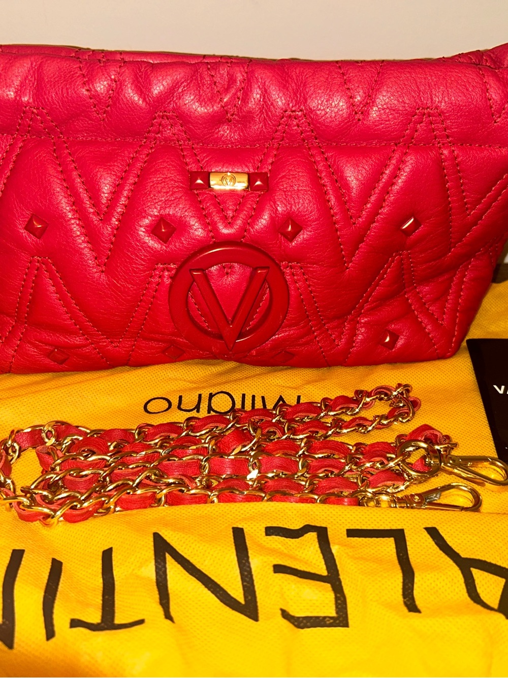 Valentino by Mario Valentino "Cara" Quilted V Stitched Crossbody Bag
